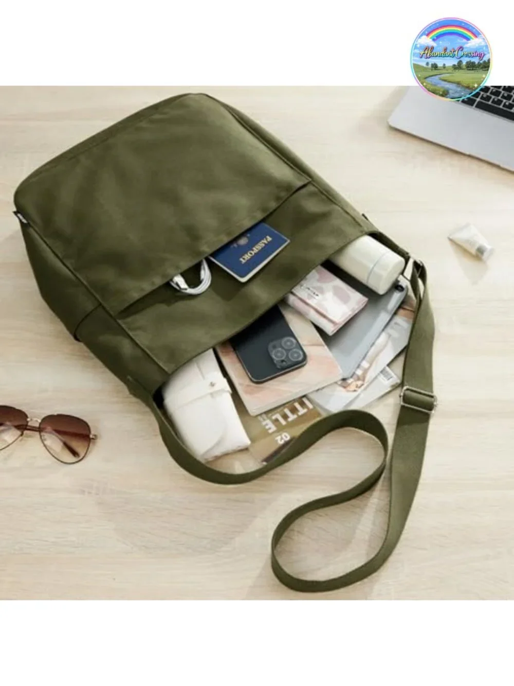 Canvas Tote Bag Large Zipper Crossbody Shoulder Hobo Purse